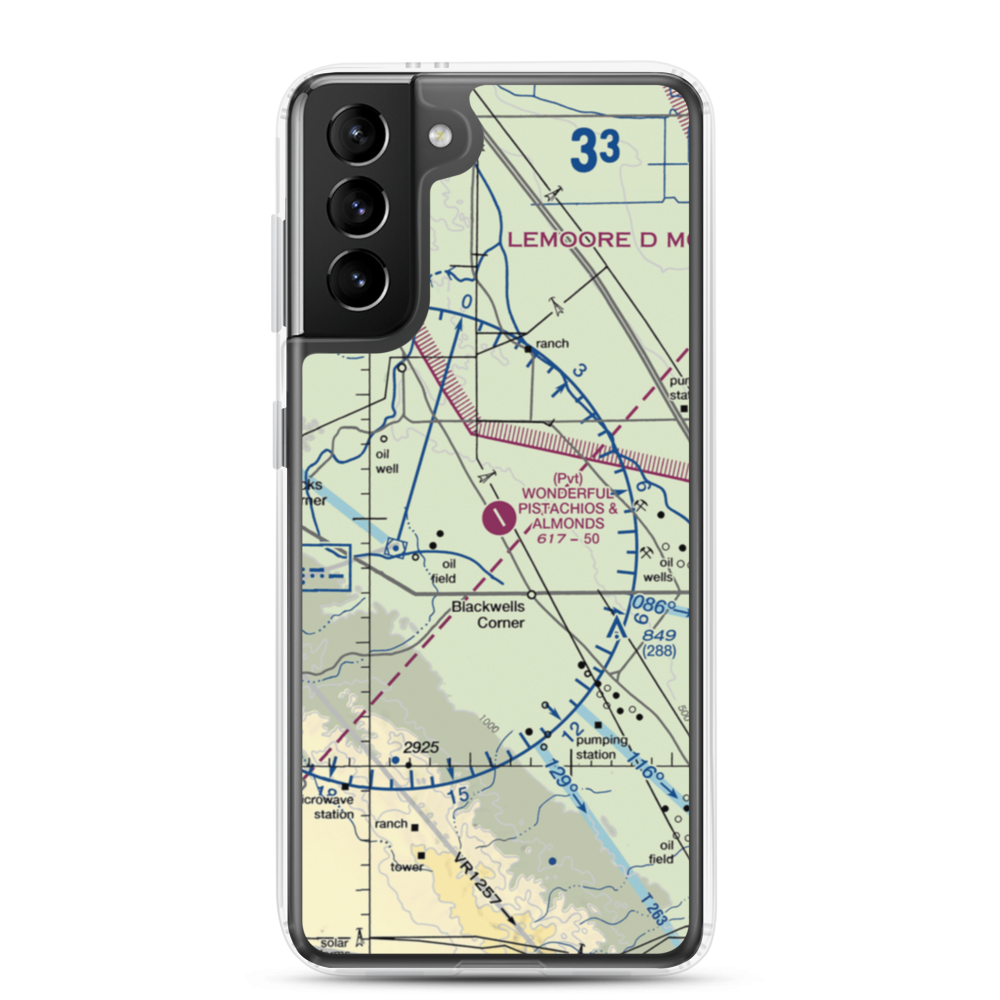 Paramount Farms Airport (2CN4) VFR Sectional Samsung Case Samsung Galaxy S21 Plus model shown