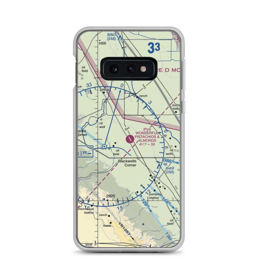 Paramount Farms Airport (2CN4) VFR Sectional Samsung Case Samsung Galaxy S10e model shown