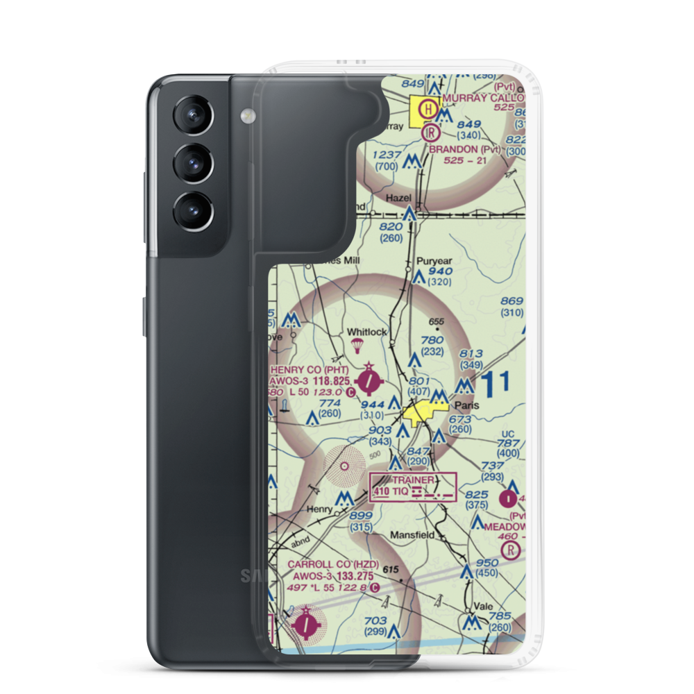 Paris Landing Airpark (50TN) VFR Sectional Samsung Case Samsung Galaxy S21 model shown