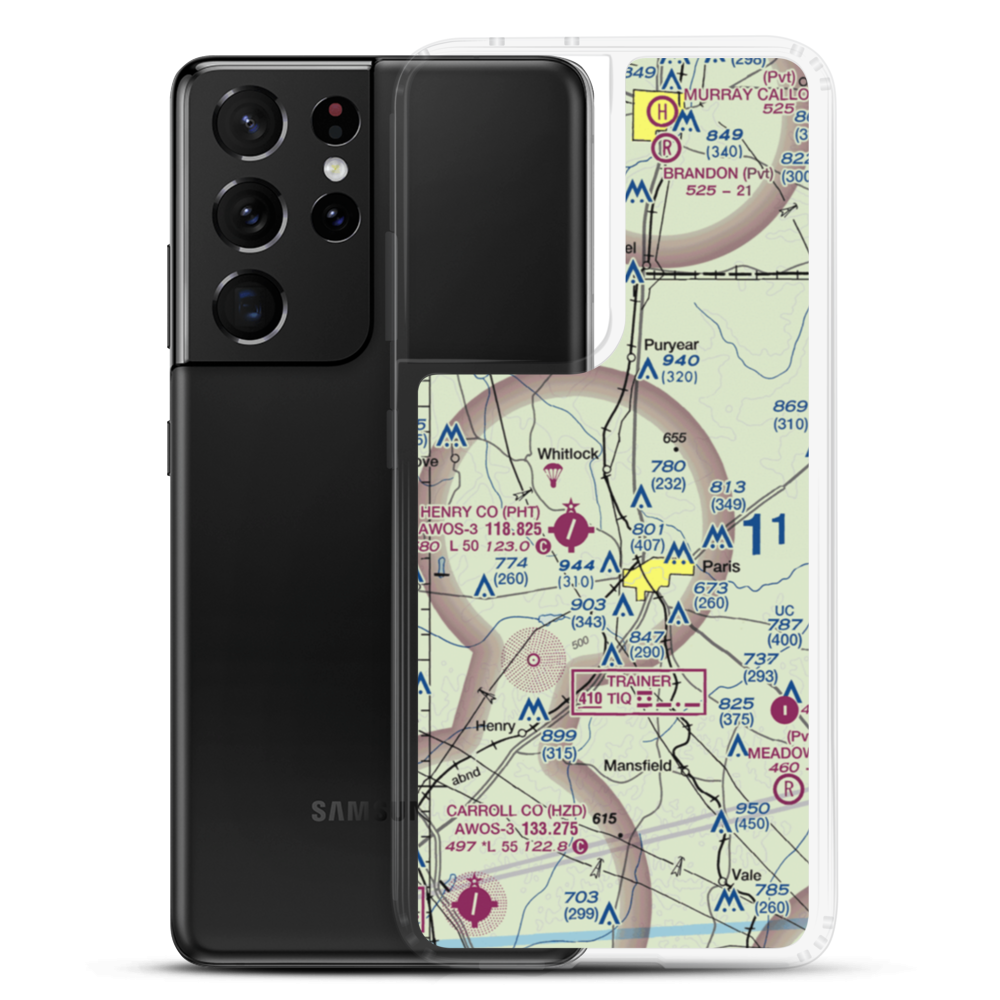 Paris Landing Airpark (50TN) VFR Sectional Samsung Case Samsung Galaxy S21 Ultra model shown