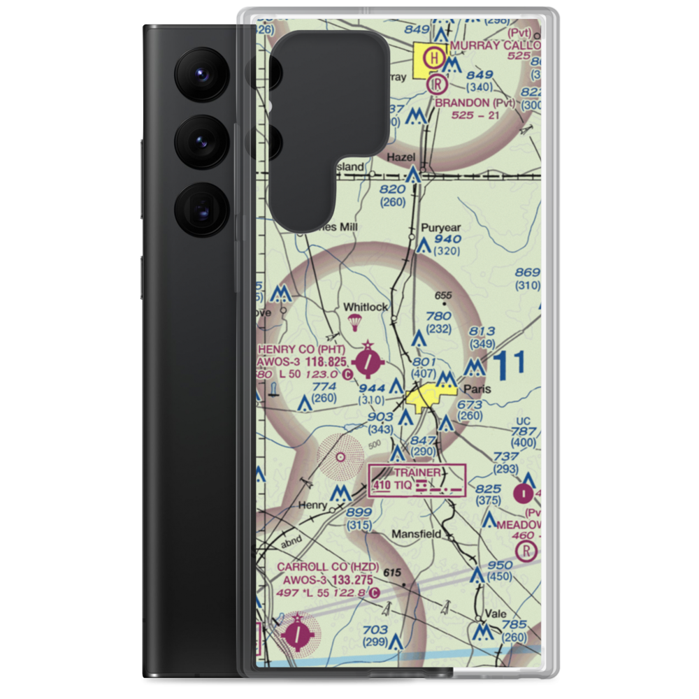 Paris Landing Airpark (50TN) VFR Sectional Samsung Case Samsung Galaxy S22 Ultra model shown