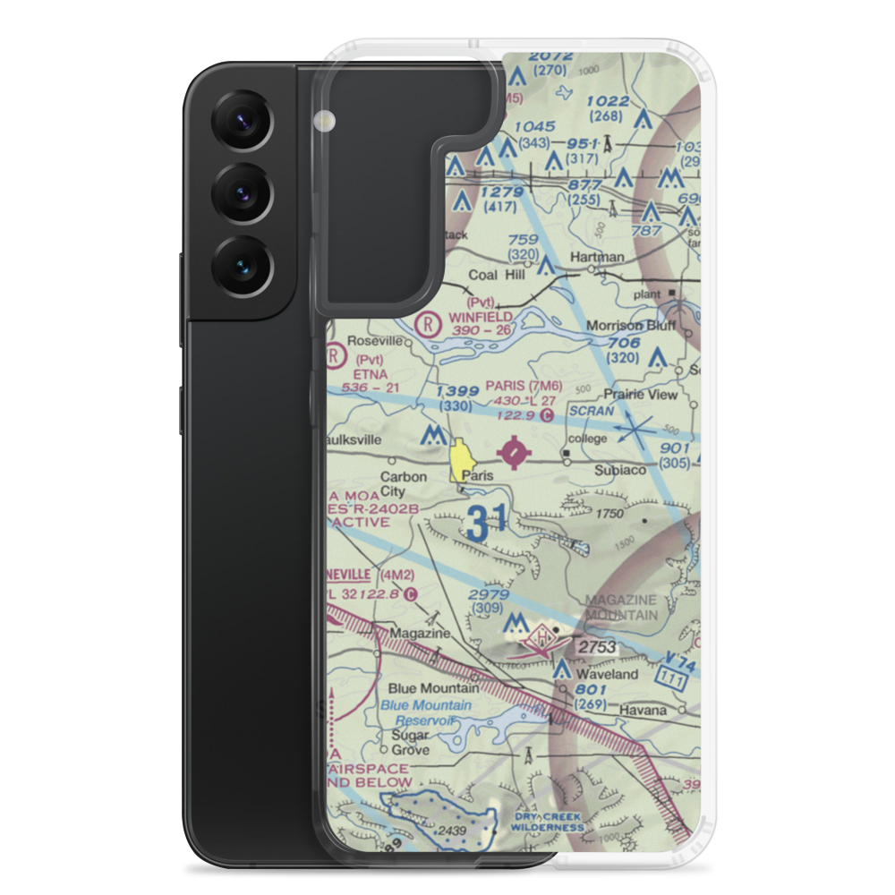 Paris Municipal Airport (7M6) VFR Sectional Samsung Case Samsung Galaxy S22 Plus model shown