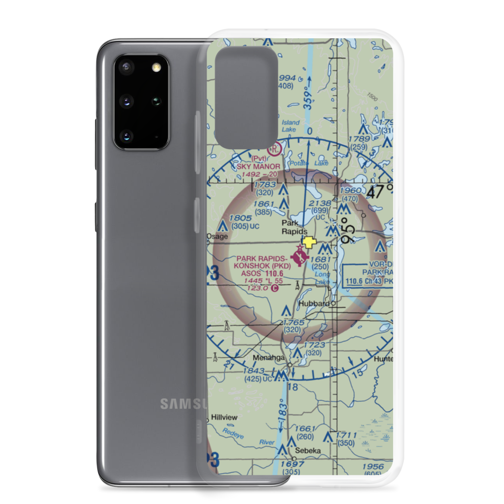 Park Rapids Municipal Konshok Field (PKD) VFR Sectional Samsung Case Samsung Galaxy S20 Plus model shown