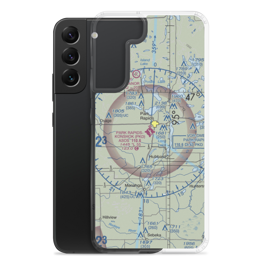 Park Rapids Municipal Konshok Field (PKD) VFR Sectional Samsung Case Samsung Galaxy S22 Plus model shown