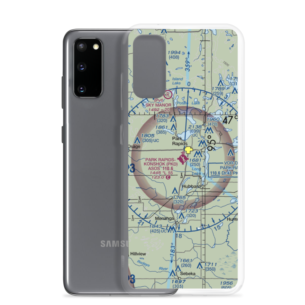 Park Rapids Municipal Konshok Field (PKD) VFR Sectional Samsung Case Samsung Galaxy S20 model shown