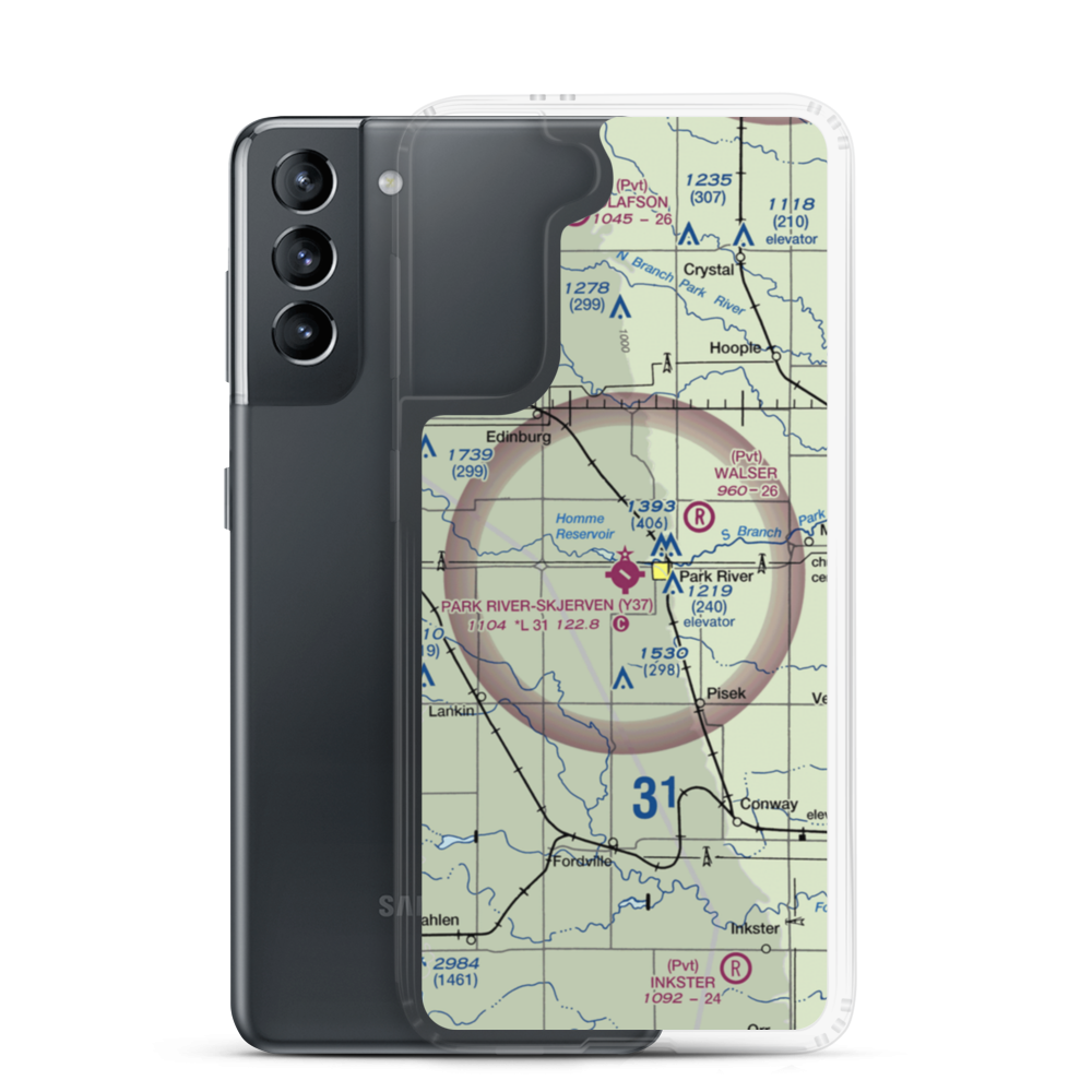 Park River W C Skjerven Field (Y37) VFR Sectional Samsung Case Samsung Galaxy S21 model shown