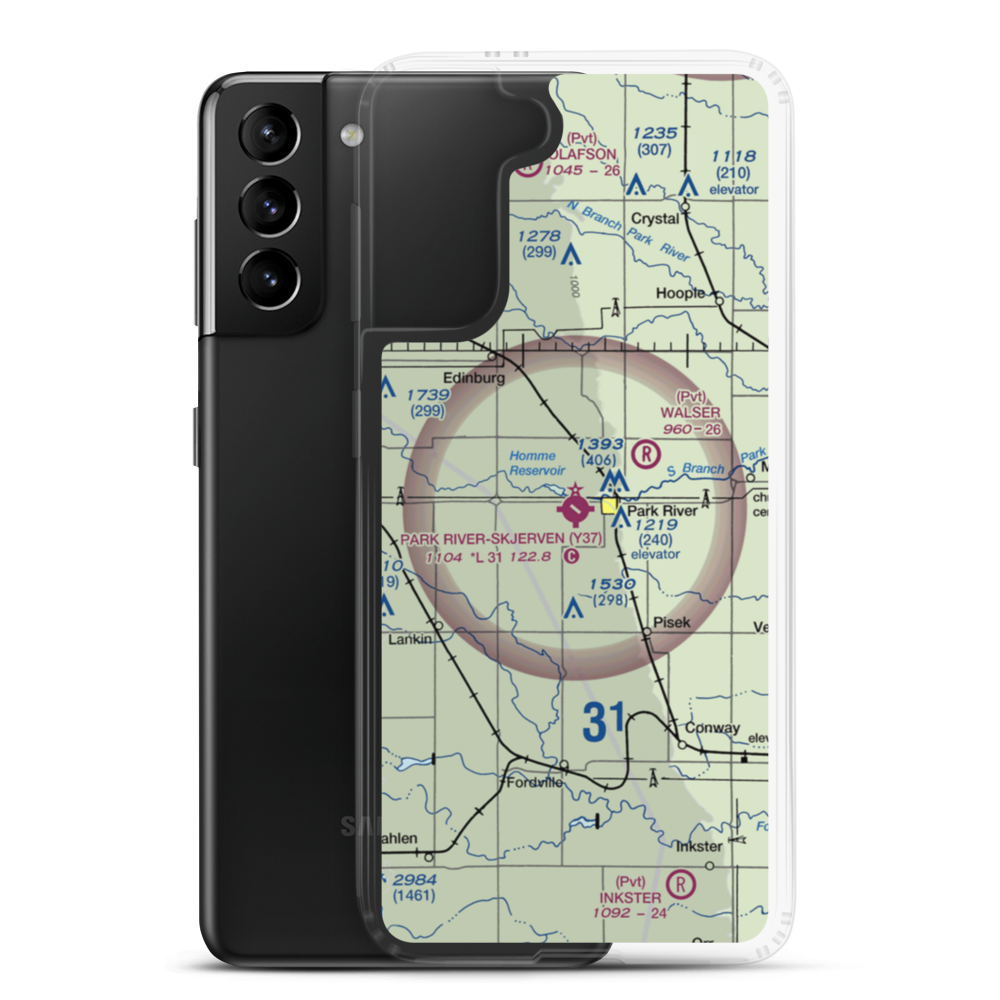 Park River W C Skjerven Field (Y37) VFR Sectional Samsung Case Samsung Galaxy S21 Plus model shown