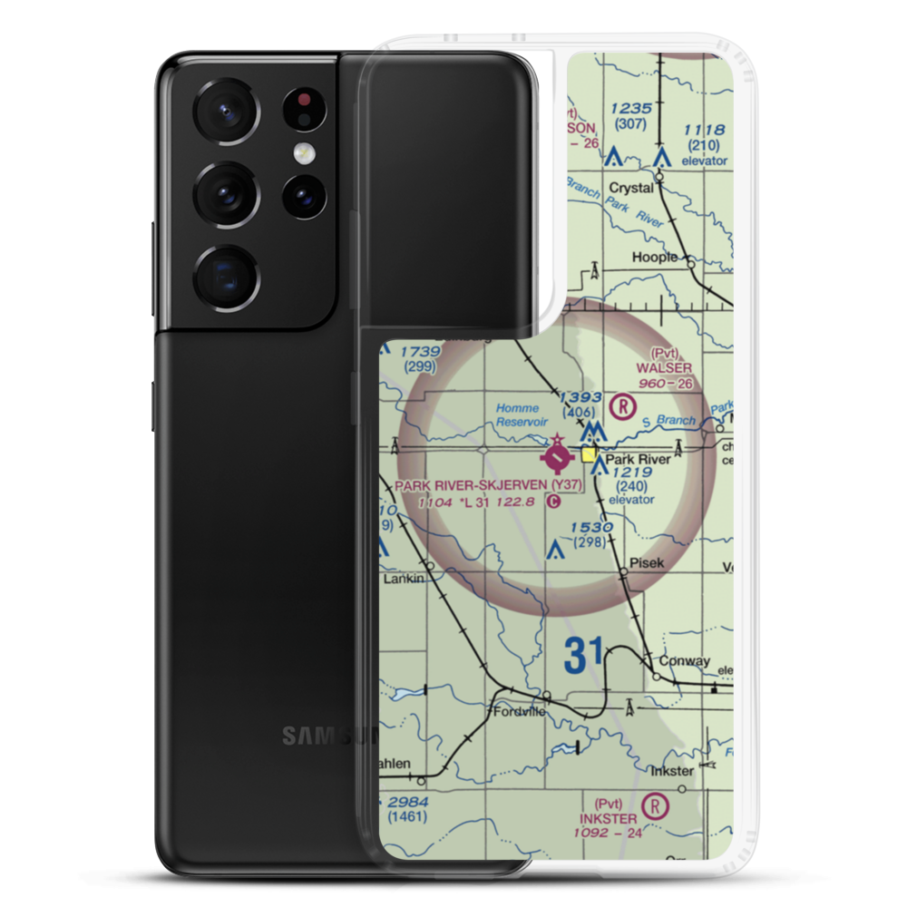 Park River W C Skjerven Field (Y37) VFR Sectional Samsung Case Samsung Galaxy S21 Ultra model shown