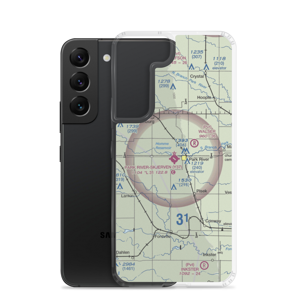 Park River W C Skjerven Field (Y37) VFR Sectional Samsung Case Samsung Galaxy S22 model shown