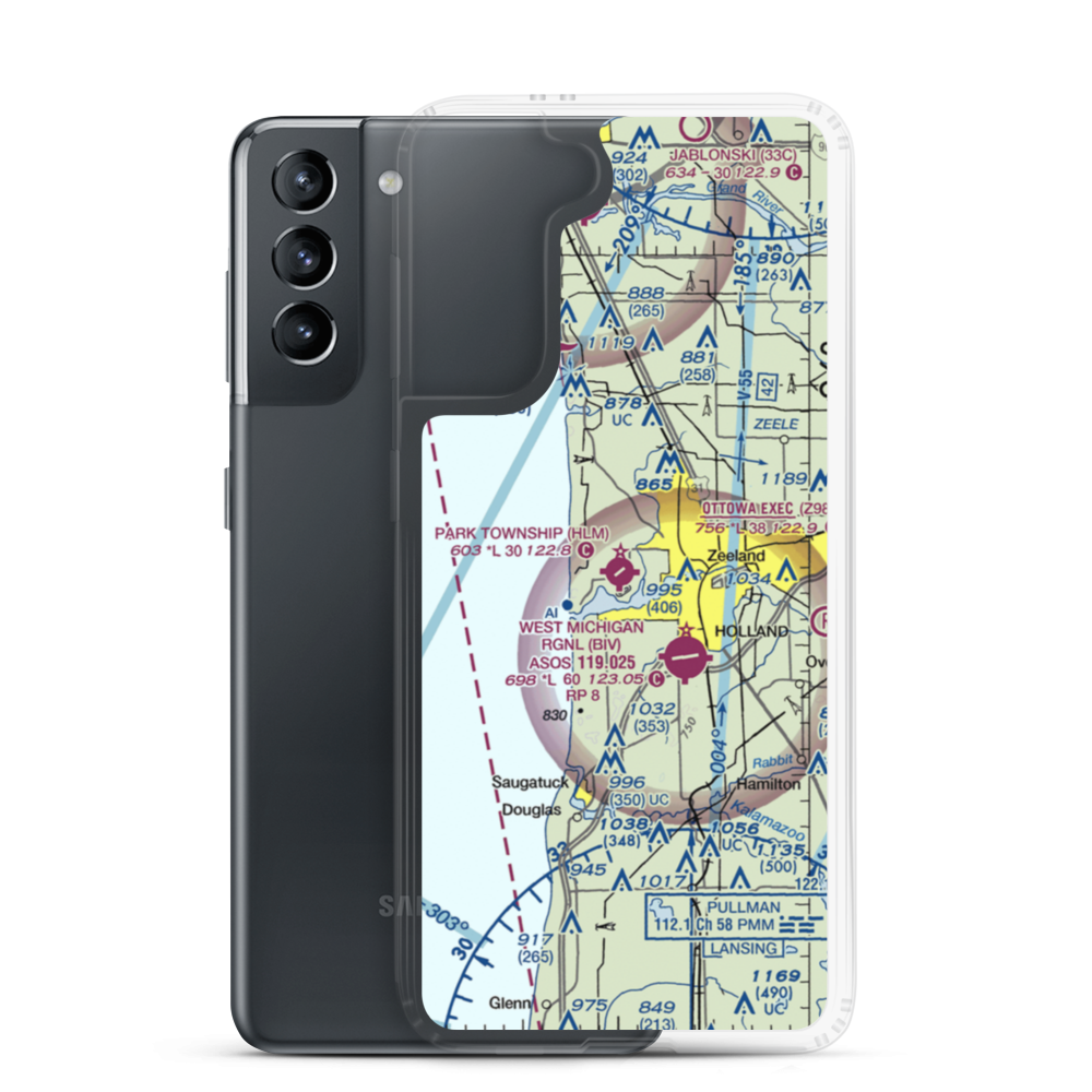 Park Township Airport (HLM) VFR Sectional Samsung Case Samsung Galaxy S21 model shown