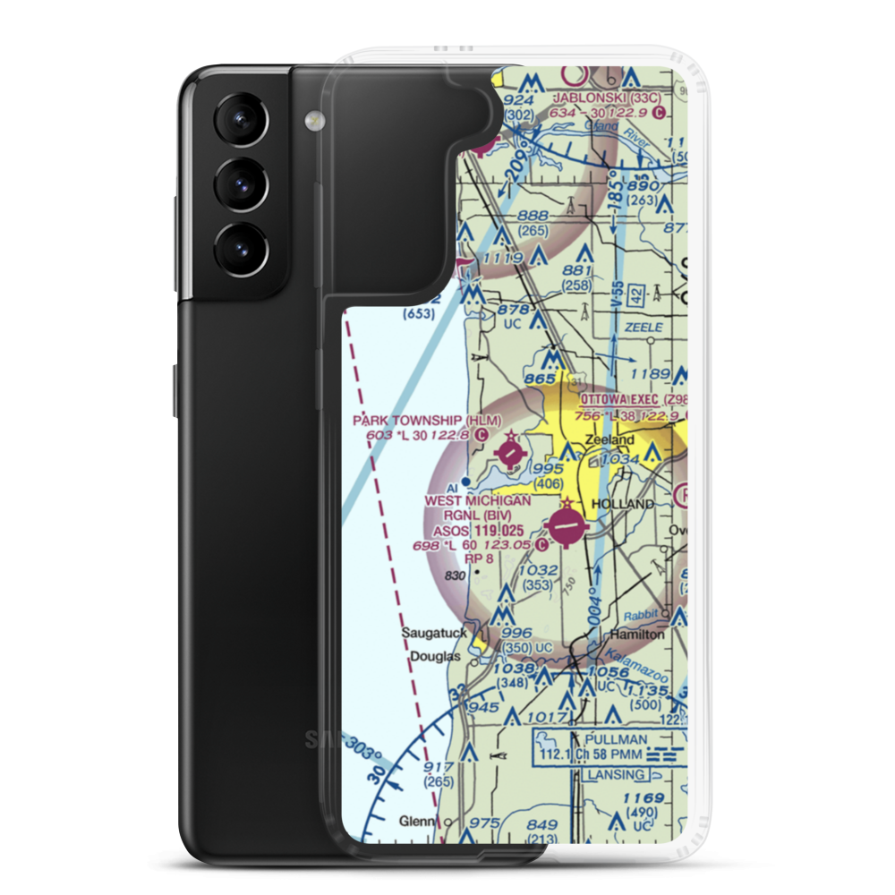 Park Township Airport (HLM) VFR Sectional Samsung Case Samsung Galaxy S21 Plus model shown