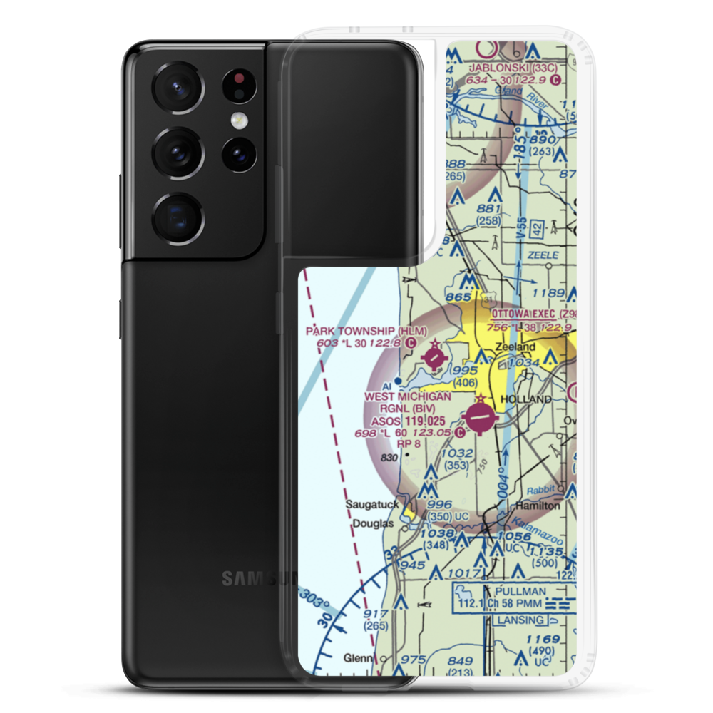 Park Township Airport (HLM) VFR Sectional Samsung Case Samsung Galaxy S21 Ultra model shown