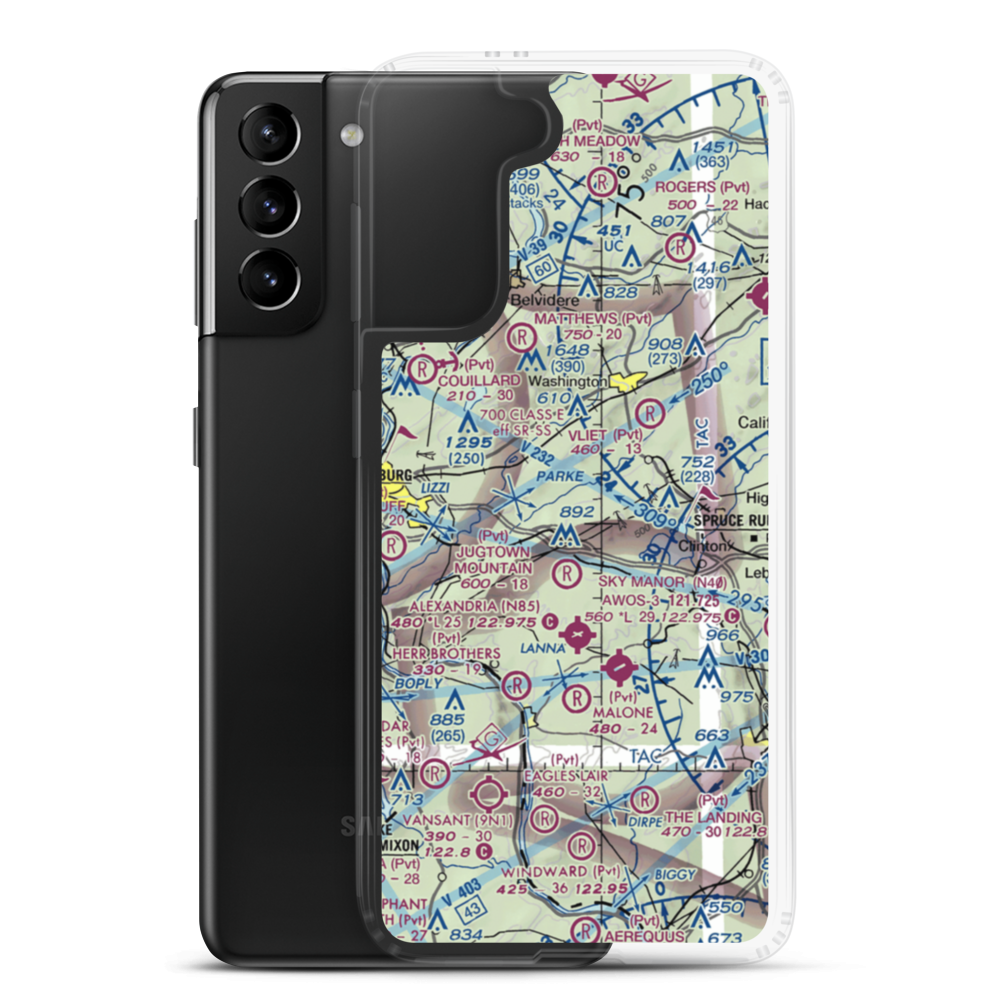 Parker Airport (70NJ) VFR Sectional Samsung Case Samsung Galaxy S21 Plus model shown