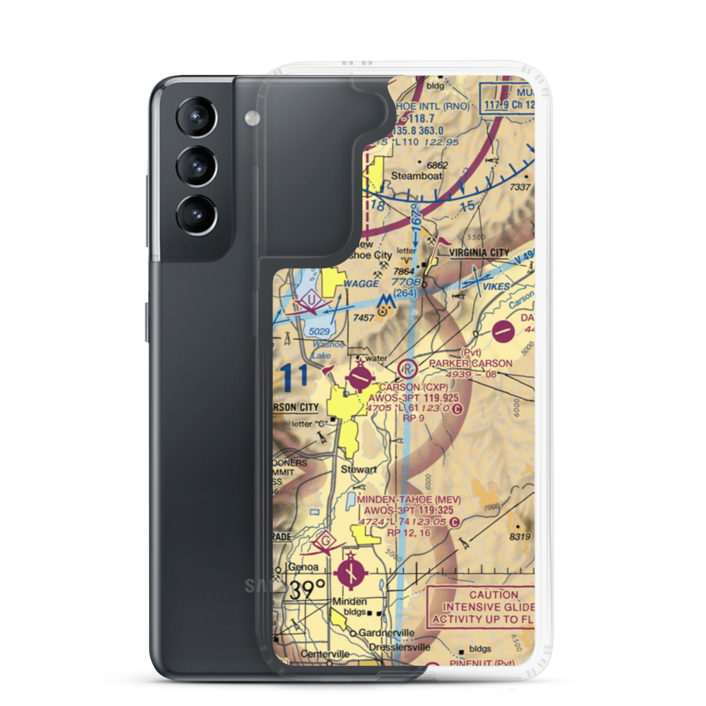 Parker Carson Airport (25NV) VFR Sectional Samsung Case Samsung Galaxy S21 model shown