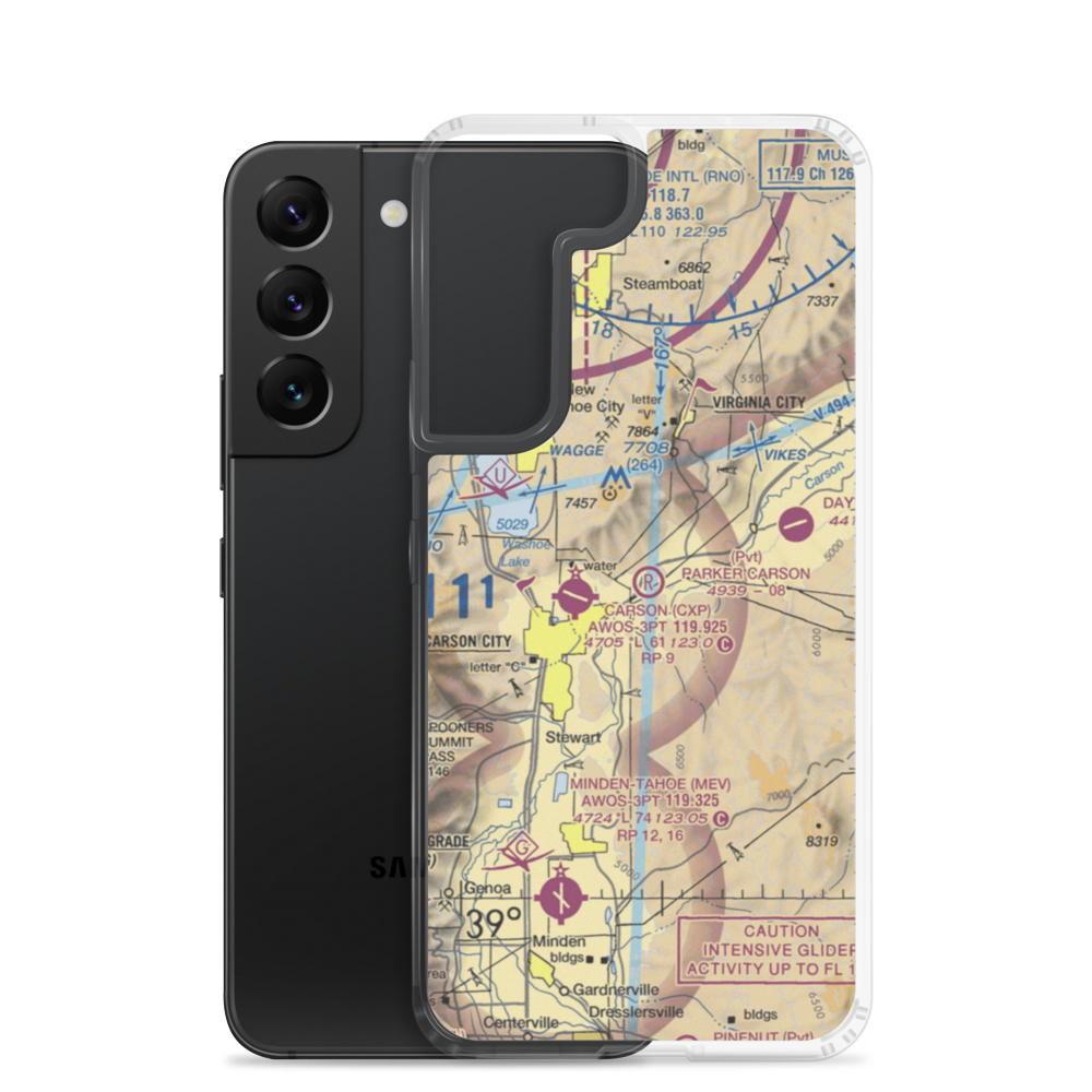 Parker Carson Airport (25NV) VFR Sectional Samsung Case Samsung Galaxy S22 model shown