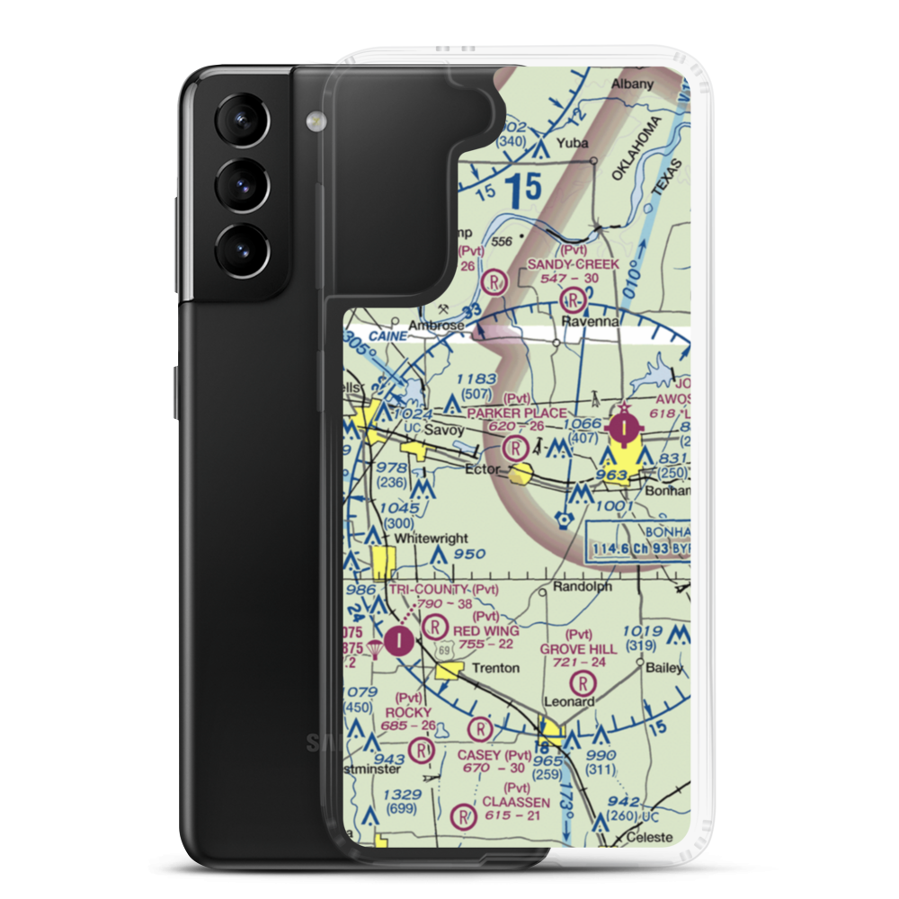 Parker Place Airport (TX68) VFR Sectional Samsung Case Samsung Galaxy S21 Plus model shown