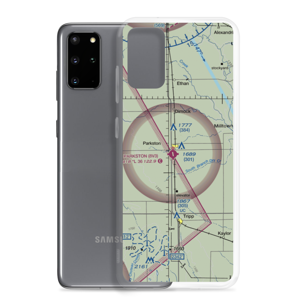 Parkston Municipal Airport (8V3) VFR Sectional Samsung Case Samsung Galaxy S20 Plus model shown
