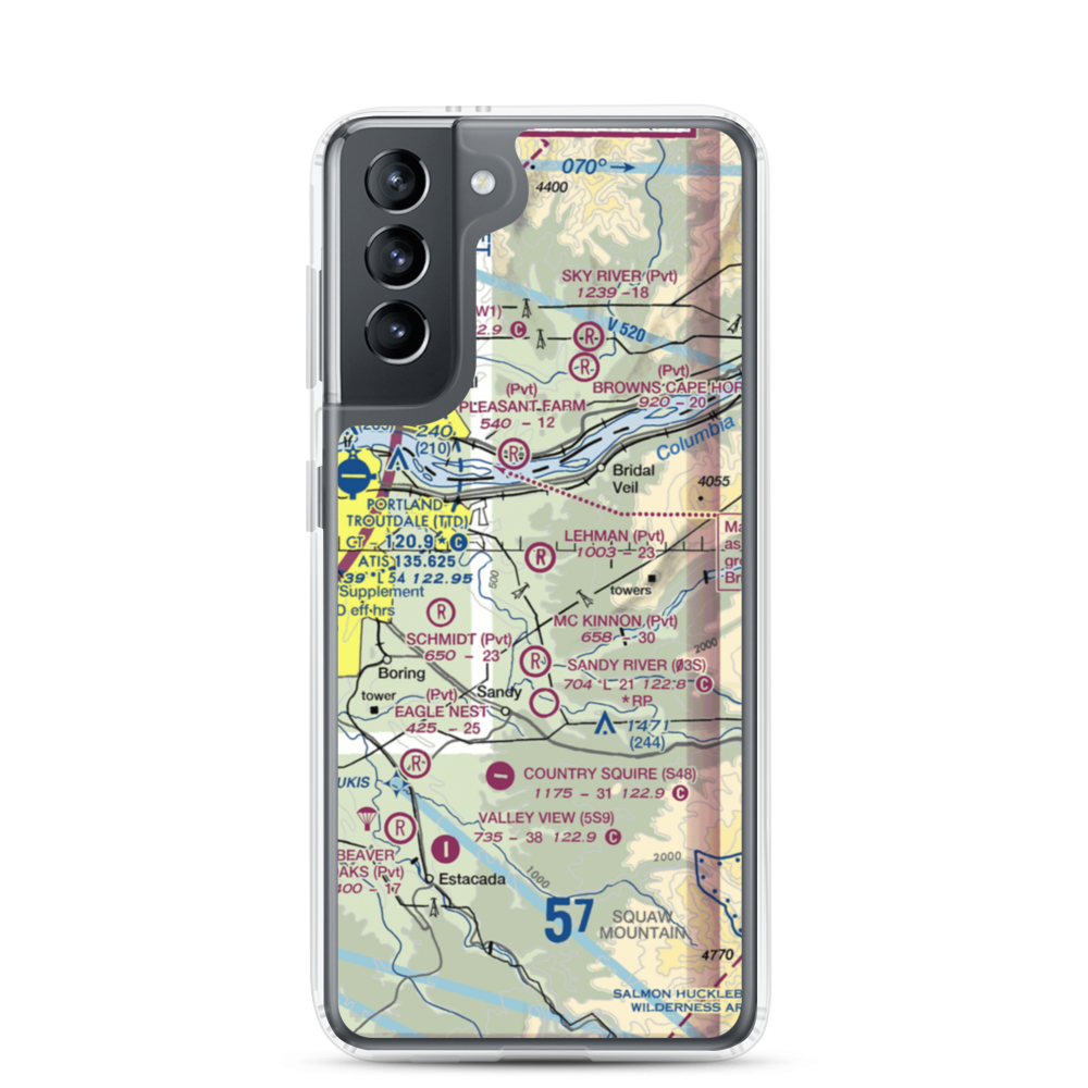 Parrett Mountain Airport (28OR) VFR Sectional Samsung Case Samsung Galaxy S21 model shown
