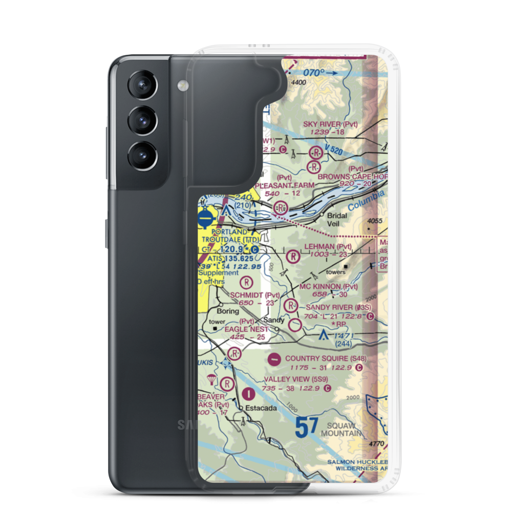 Parrett Mountain Airport (28OR) VFR Sectional Samsung Case Samsung Galaxy S21 model shown