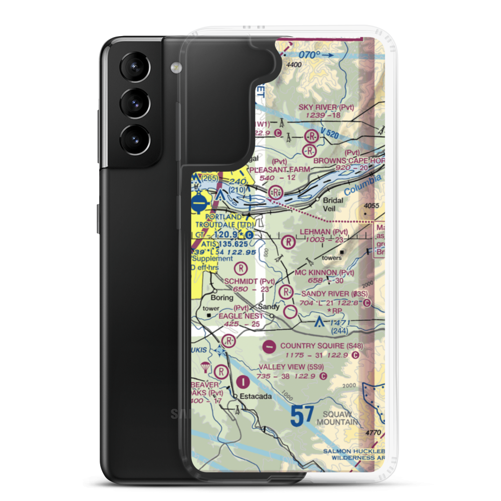Parrett Mountain Airport (28OR) VFR Sectional Samsung Case Samsung Galaxy S21 Plus model shown
