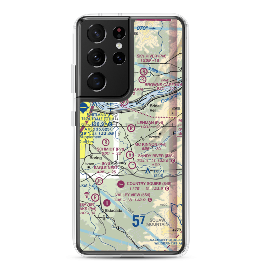 Parrett Mountain Airport (28OR) VFR Sectional Samsung Case Samsung Galaxy S21 Ultra model shown