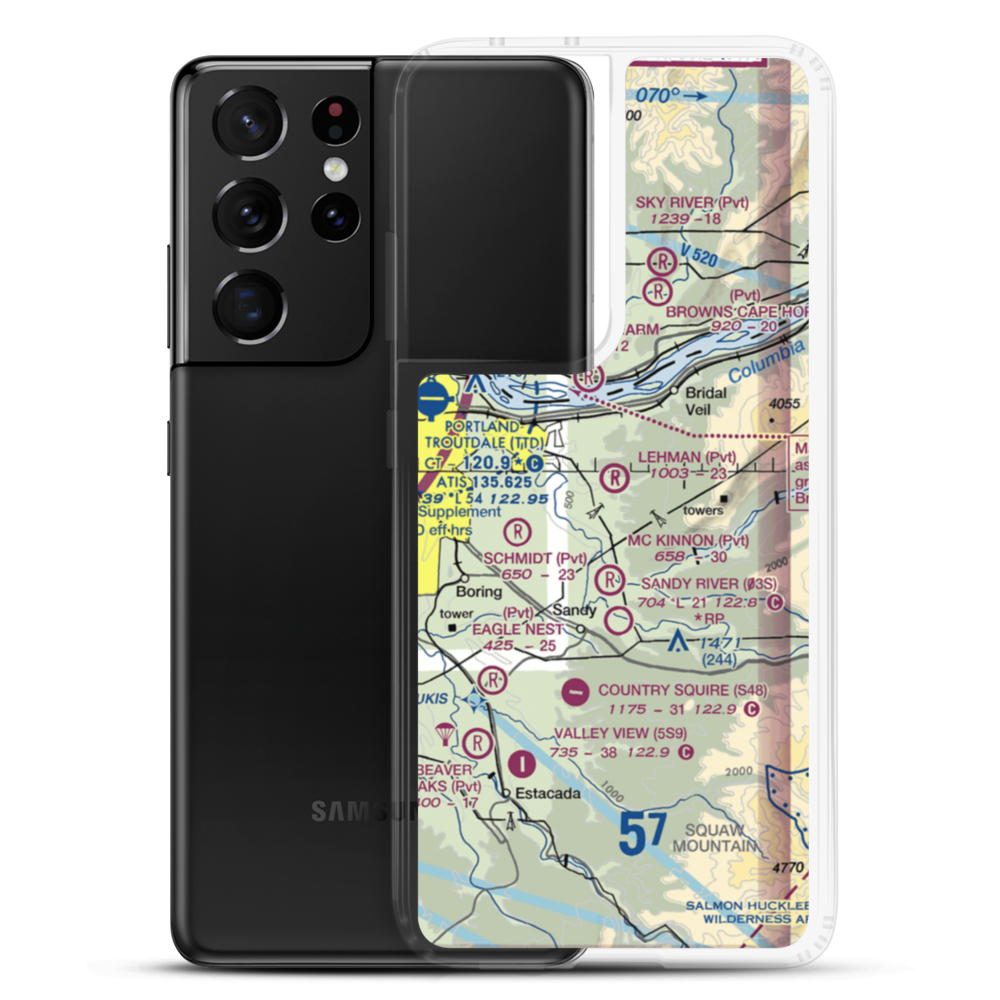 Parrett Mountain Airport (28OR) VFR Sectional Samsung Case Samsung Galaxy S21 Ultra model shown