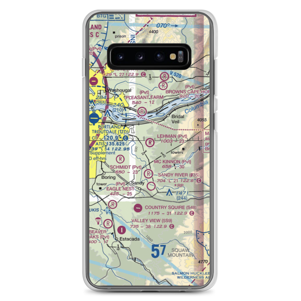 Parrett Mountain Airport (28OR) VFR Sectional Samsung Case Samsung Galaxy S10+ model shown