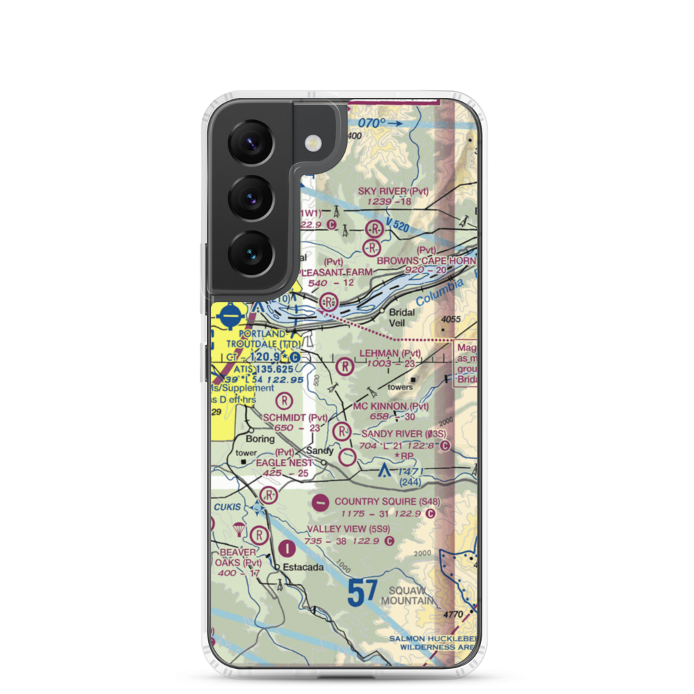 Parrett Mountain Airport (28OR) VFR Sectional Samsung Case Samsung Galaxy S22 model shown
