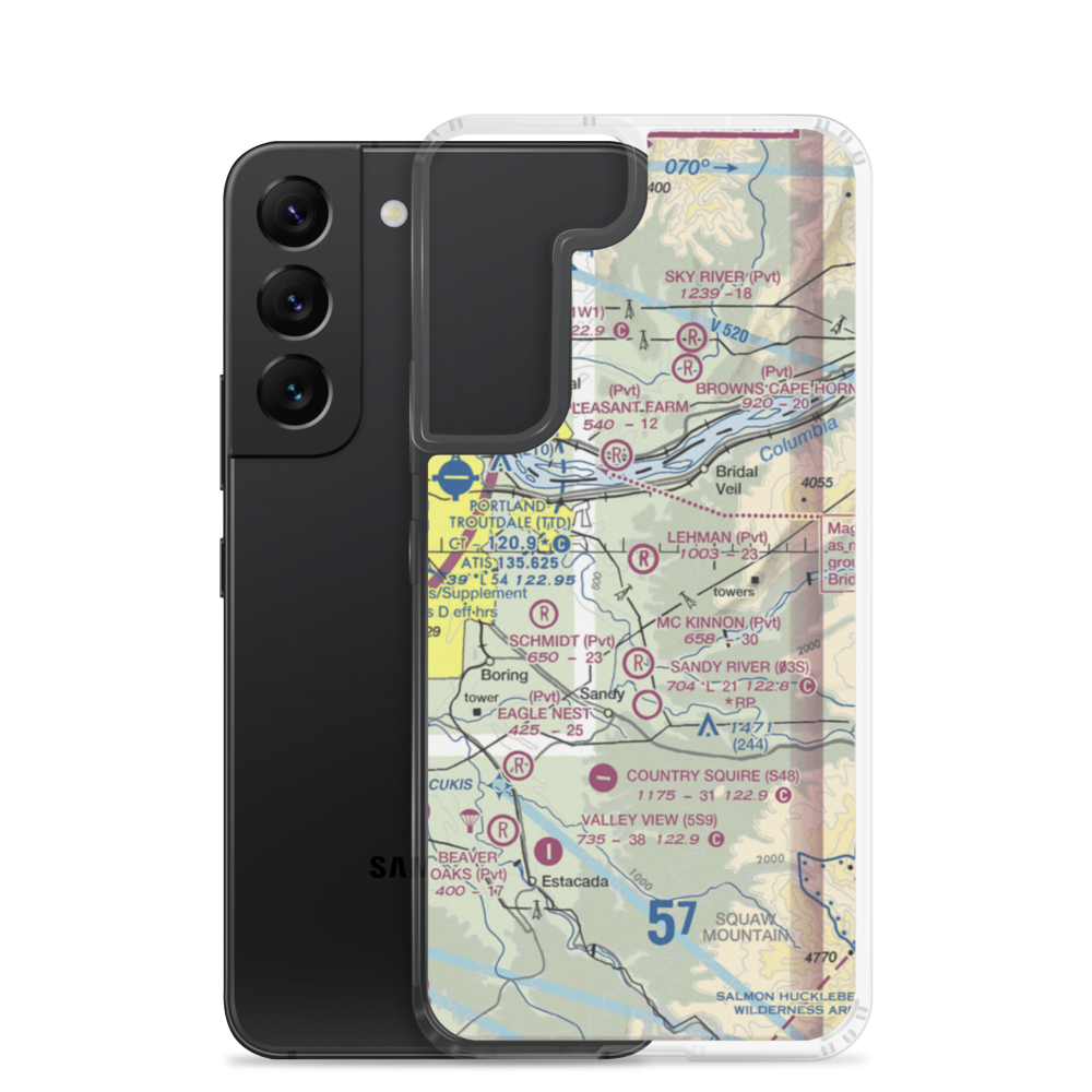 Parrett Mountain Airport (28OR) VFR Sectional Samsung Case Samsung Galaxy S22 model shown