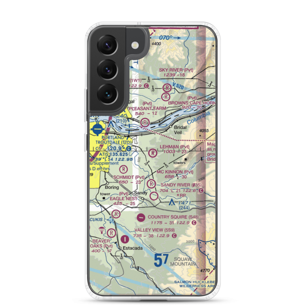 Parrett Mountain Airport (28OR) VFR Sectional Samsung Case Samsung Galaxy S22 Plus model shown