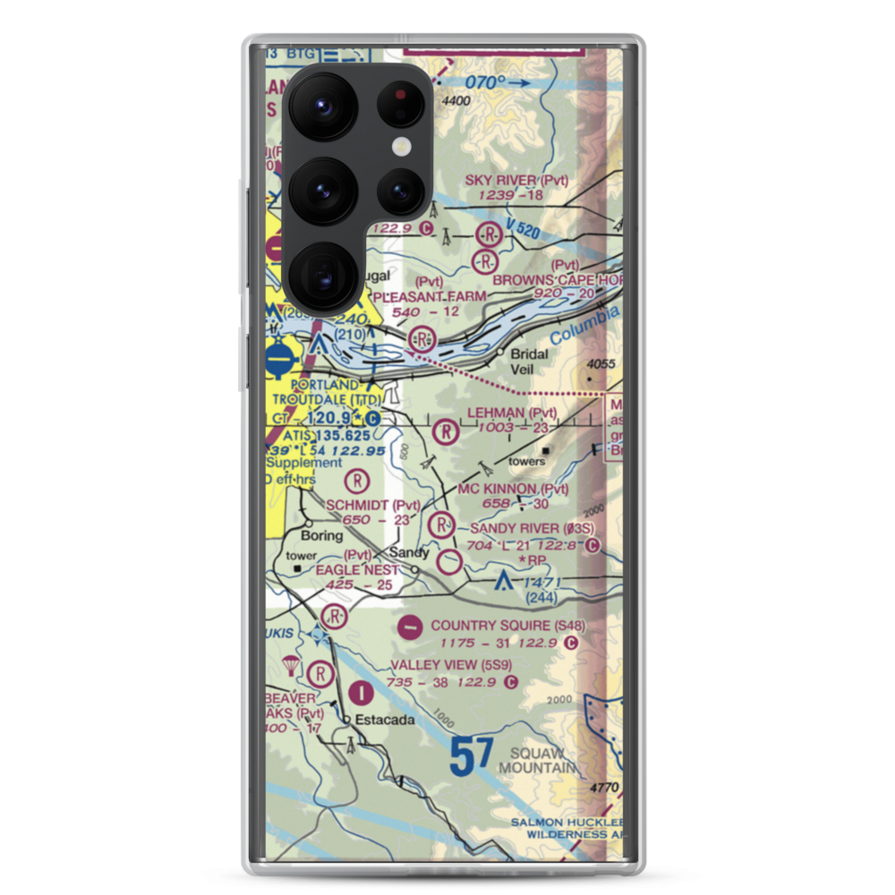 Parrett Mountain Airport (28OR) VFR Sectional Samsung Case Samsung Galaxy S22 Ultra model shown