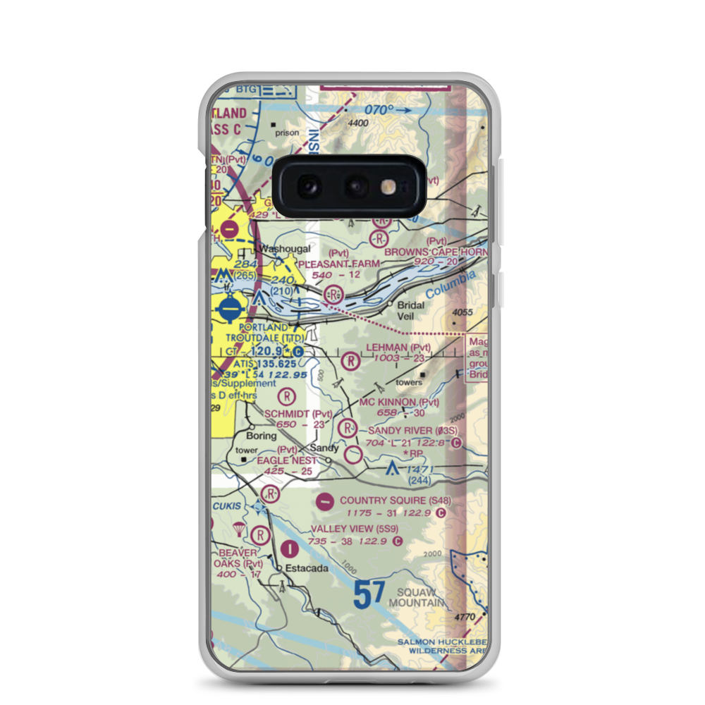 Parrett Mountain Airport (28OR) VFR Sectional Samsung Case Samsung Galaxy S10e model shown