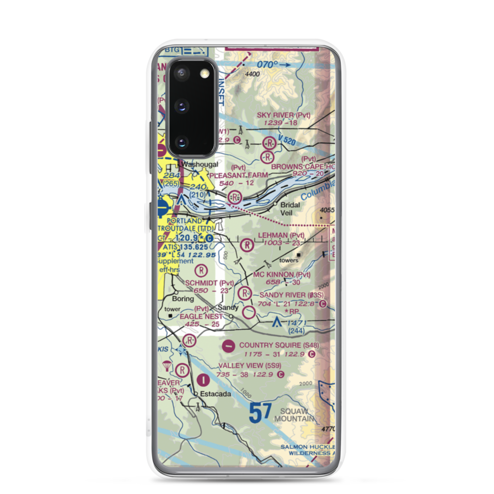 Parrett Mountain Airport (28OR) VFR Sectional Samsung Case Samsung Galaxy S20 model shown