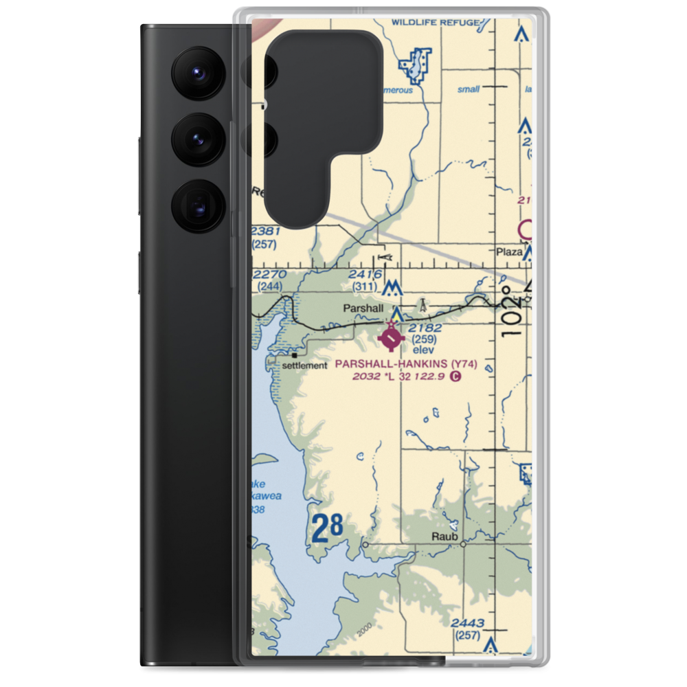 Parshall Hankins Airport (Y74) VFR Sectional Samsung Case Samsung Galaxy S22 Ultra model shown