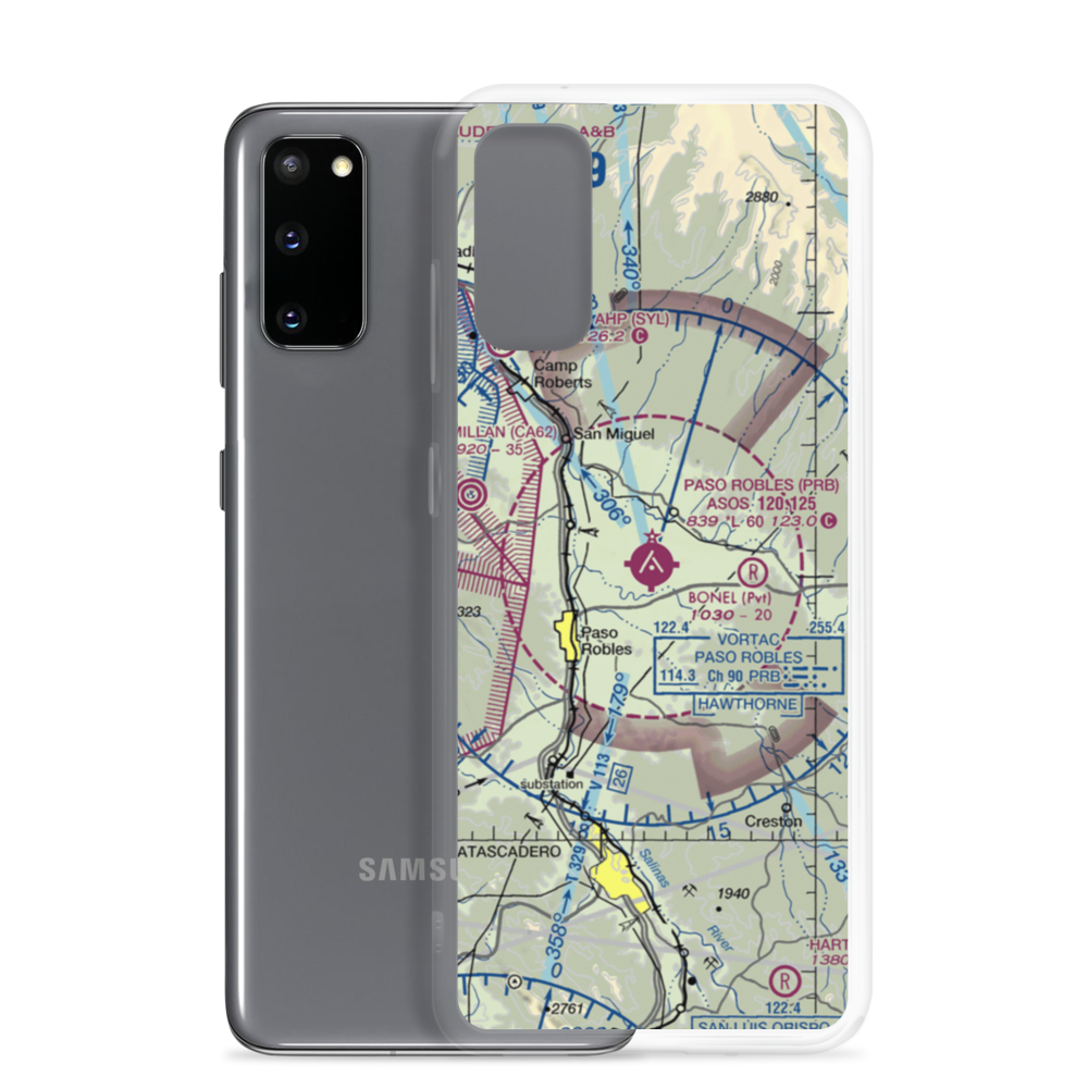 Paso Robles Municipal Airport (PRB) VFR Sectional Samsung Case Samsung Galaxy S20 model shown