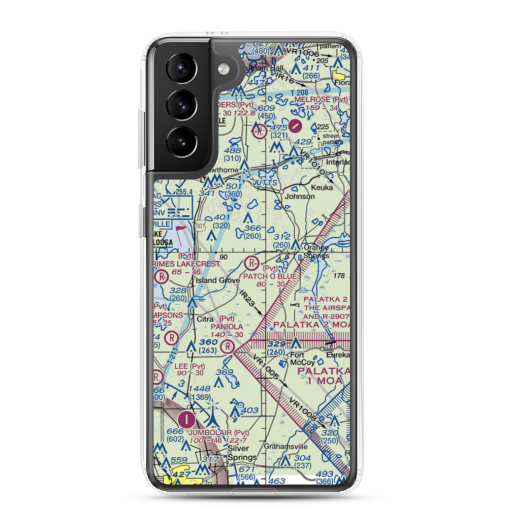 Patch O Blue Airport (FD02) VFR Sectional Samsung Case Samsung Galaxy S21 Plus model shown