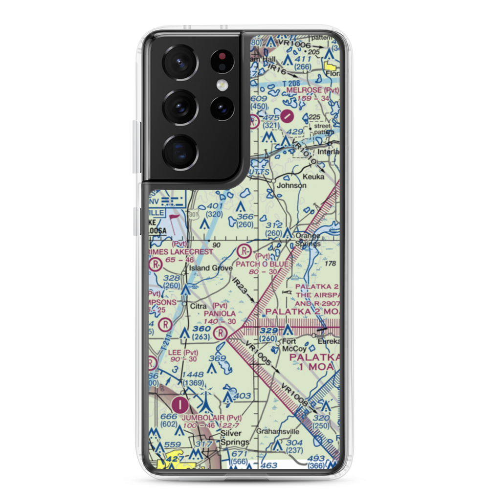 Patch O Blue Airport (FD02) VFR Sectional Samsung Case Samsung Galaxy S21 Ultra model shown