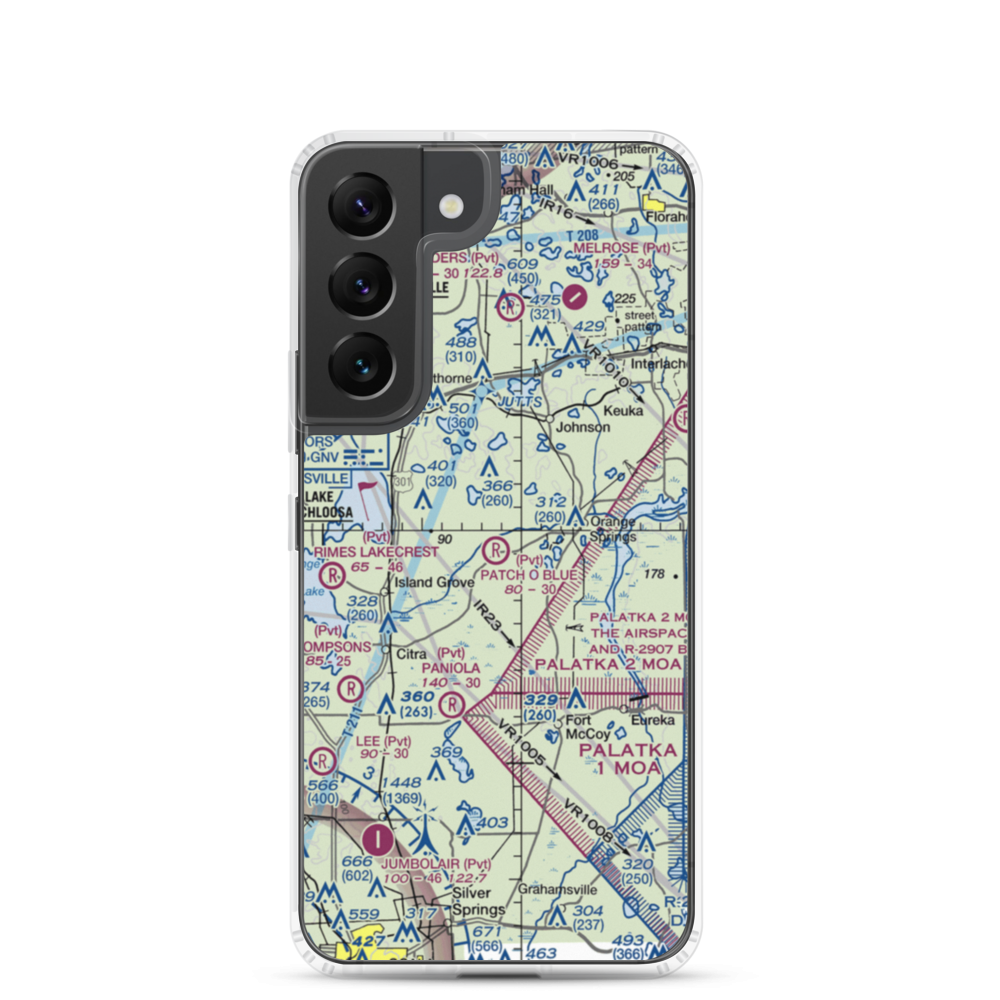 Patch O Blue Airport (FD02) VFR Sectional Samsung Case Samsung Galaxy S22 model shown