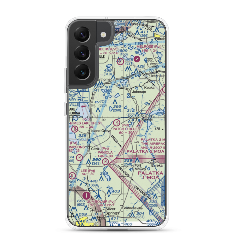 Patch O Blue Airport (FD02) VFR Sectional Samsung Case Samsung Galaxy S22 Plus model shown