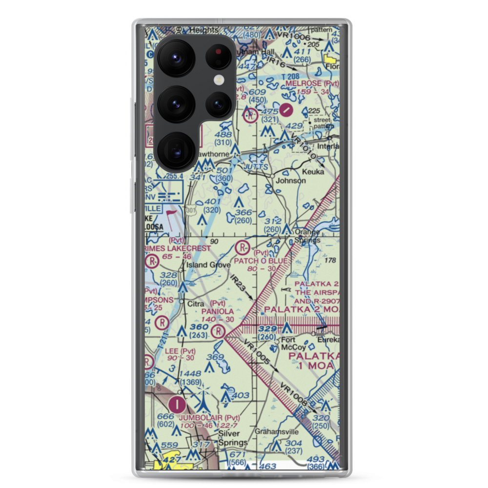Patch O Blue Airport (FD02) VFR Sectional Samsung Case Samsung Galaxy S22 Ultra model shown