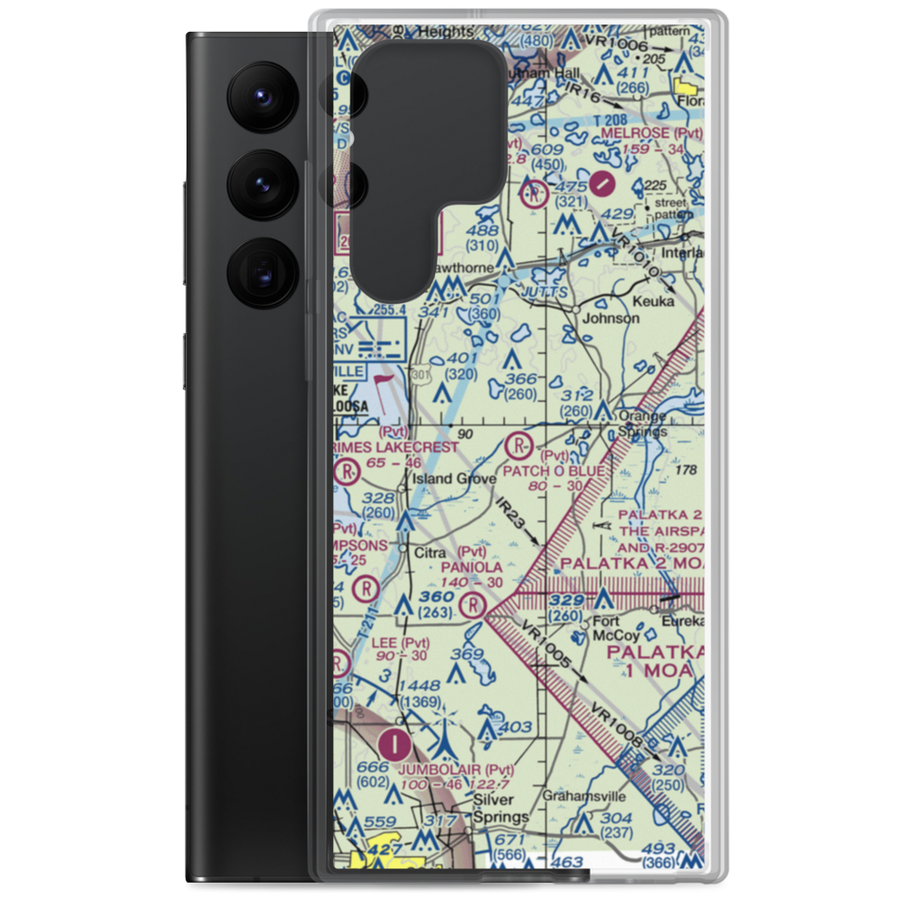 Patch O Blue Airport (FD02) VFR Sectional Samsung Case Samsung Galaxy S22 Ultra model shown