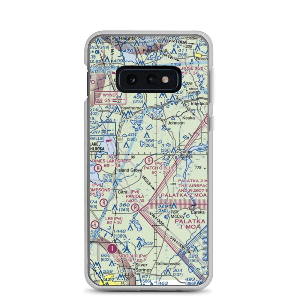 Patch O Blue Airport (FD02) VFR Sectional Samsung Case Samsung Galaxy S10e model shown