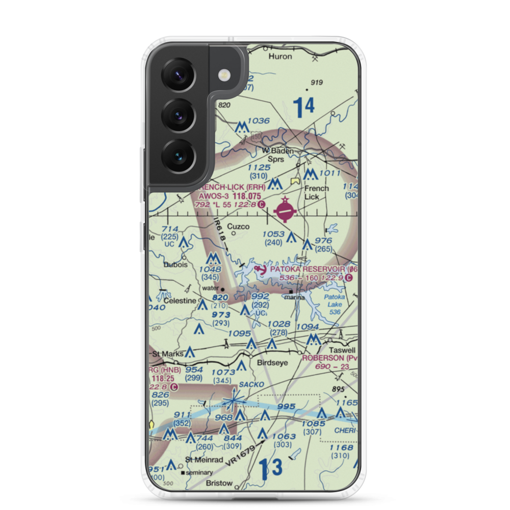 Patoka Reservoir Landing Area Seaplane Base (06I) VFR Sectional Samsung Case Samsung Galaxy S22 Plus model shown