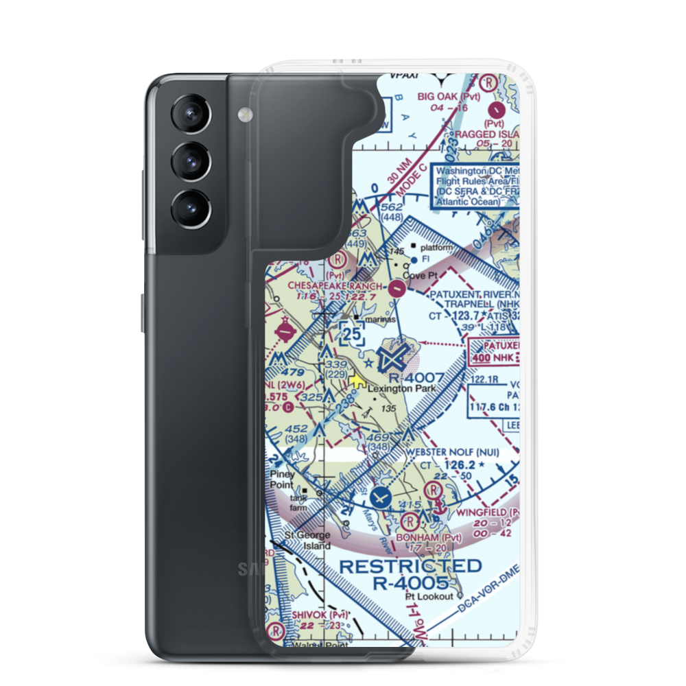 Patuxent River Naval Air Station (Trapnell Field) (NHK) VFR Sectional Samsung Case Samsung Galaxy S21 model shown