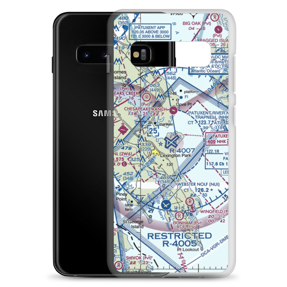 Patuxent River Naval Air Station (Trapnell Field) (NHK) VFR Sectional Samsung Case Samsung Galaxy S10+ model shown