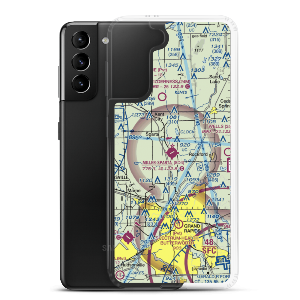 Paul C. Miller-Sparta Airport (8D4) VFR Sectional Samsung Case Samsung Galaxy S21 Plus model shown