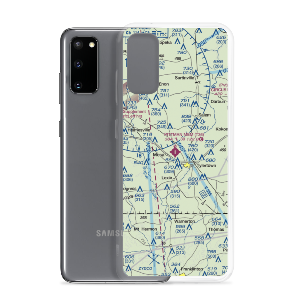 Paul Pittman Memorial Airport (T36) VFR Sectional Samsung Case Samsung Galaxy S20 model shown