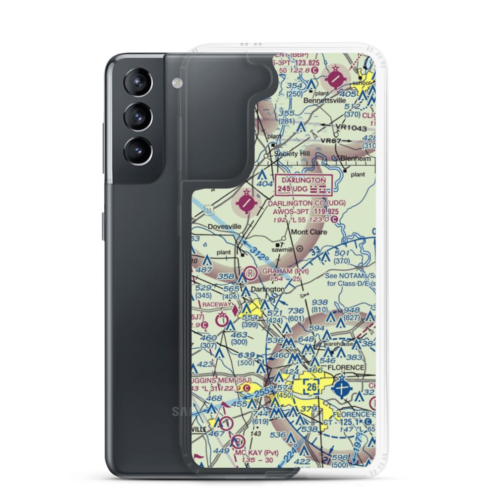 Paul's Plantation Airport (SC93) VFR Sectional Samsung Case Samsung Galaxy S21 model shown