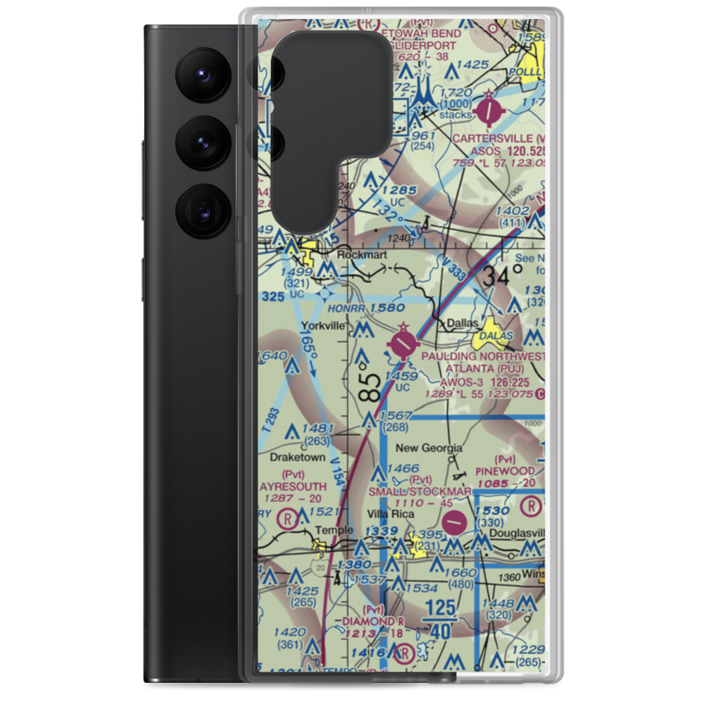Paulding Northwest Atlanta Airport (PUJ) VFR Sectional Samsung Case Samsung Galaxy S22 Ultra model shown