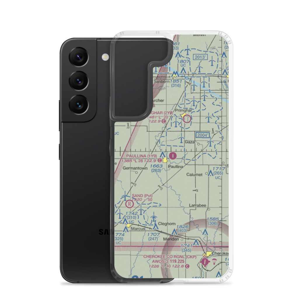 Paullina Municipal Airport (1Y9) VFR Sectional Samsung Case Samsung Galaxy S22 model shown